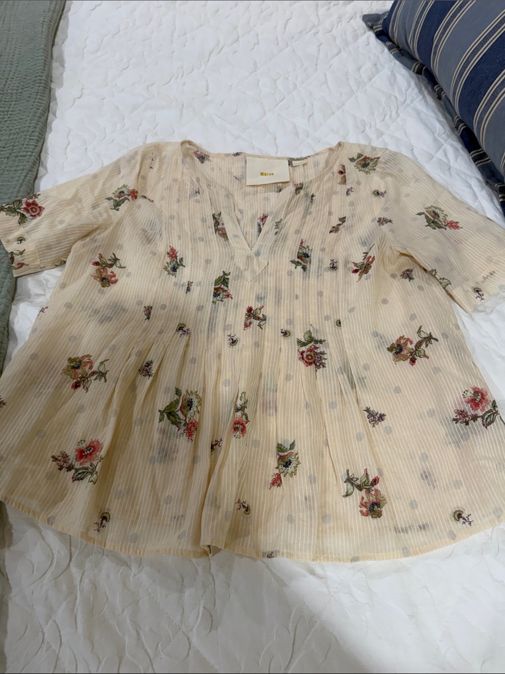 Maeve size 10 Cream Floral Peasant Blouse